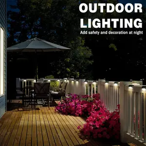 XTAUTO 20-Pack Outdoor Solar Stair Step Lights Waterproof LED Deck Lighting, 3000K Warm  Glow For Patio Garden Pathway Fence Deck Stairs Steps, No Wiring Easy Stick Mount, Bright Durable Solar Lights