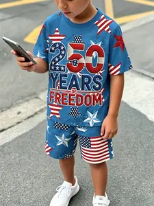 American Independence Day is filled with star print children's sets in the style of the Star Spangled Banner, creating a strong atmosphere Summer Clothing Set