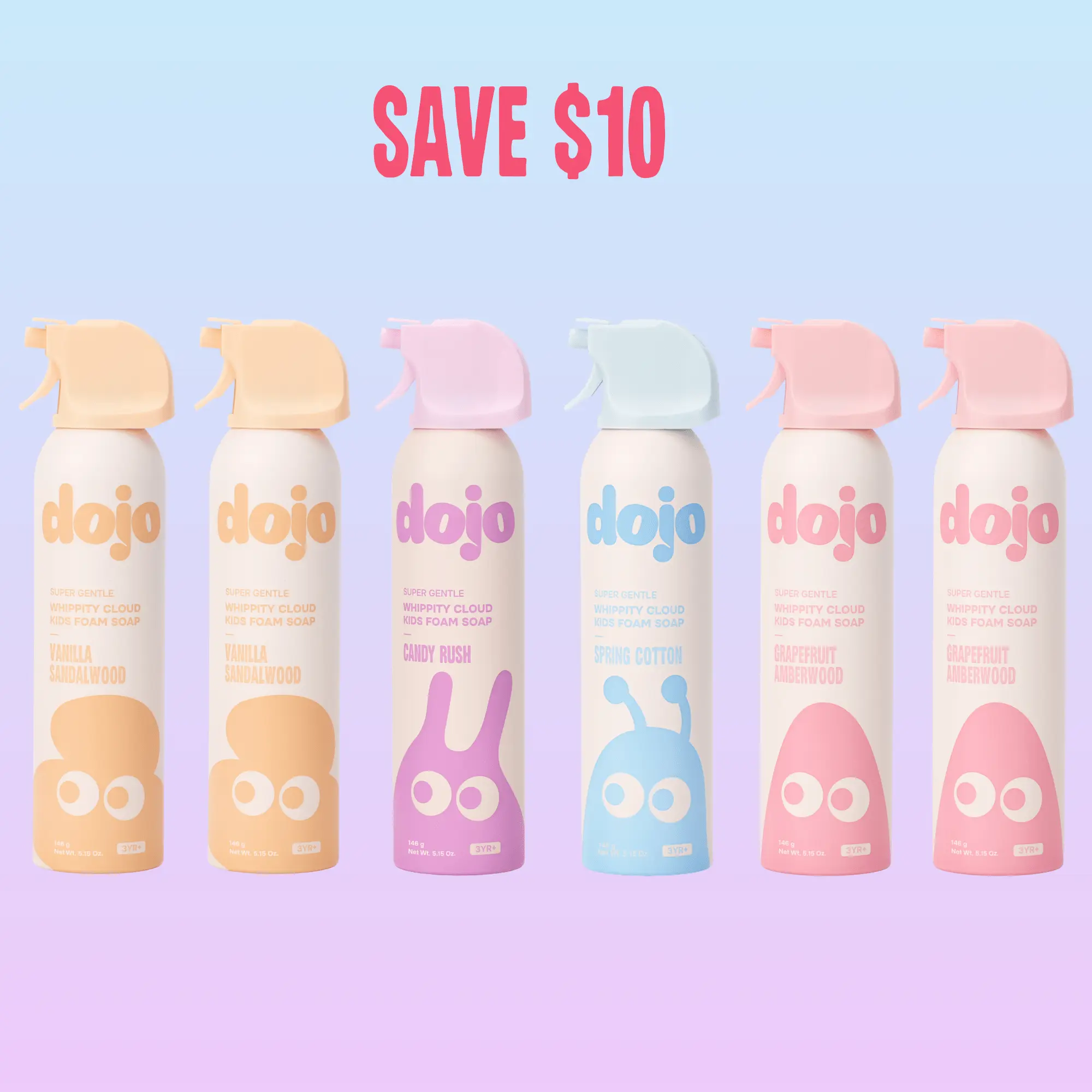 Dojo 6ct Variety Pack Foaming Squishy Shapeable Soap - Gentle Sensory, Hydrating Bath & Shower Soap for Kids