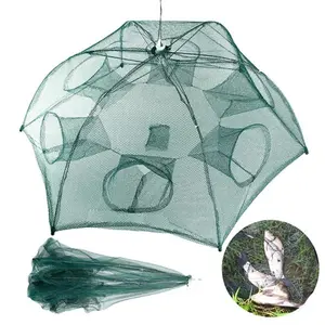 Portable Foldable Fishing Mesh Trap, Automatic 6 Hole Bait Net for Shrimp Minnow Crab Crayfish Outdoor Use-1816