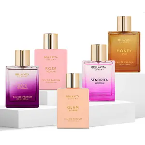 Goddess Glow by BellaVita Luxury | Perfume Gift Set for Women | Includes Senorita (Fruity Woody), Date (Fruity Spicy), Honey Oud (Floral Spicy), Rose (Floral Woody) & Glam (Floral Sweet) | 5 x 3.4 Fl.oz | Long-Lasting, Vegan & Cruelty-Free EDP