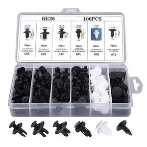 100pcs Plastic Car Body Trim Clips Universal Auto Rivet Fasteners Expansion Screws Push Type Retainers Car Accessories with Storage Box