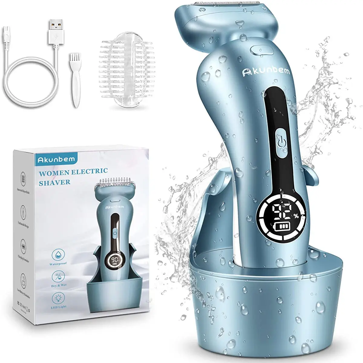 Women Electric Shaver Electric Razor for Womens Bikini Legs Underarm Public Hairs Cordless Rechargeable Trimmer with Detachable Head IPX7 Waterproof