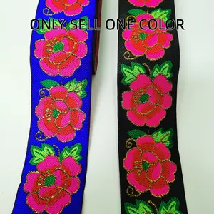 7m Polyester Fabric 5.0cm Wide Lotus Pattern, /blue Base, Bohemian Style, Ideal for Retail, DIY Equestrian Apparel Decor, All Seasons