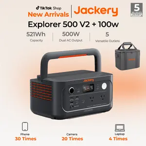 Jackery Explorer 500 v2 Portable Solar Generator with S-Size Carrying Case Bag, 508Wh LiFePO4, 500W AC / 1000W Peak, Portable Power for Outdoor Adventures