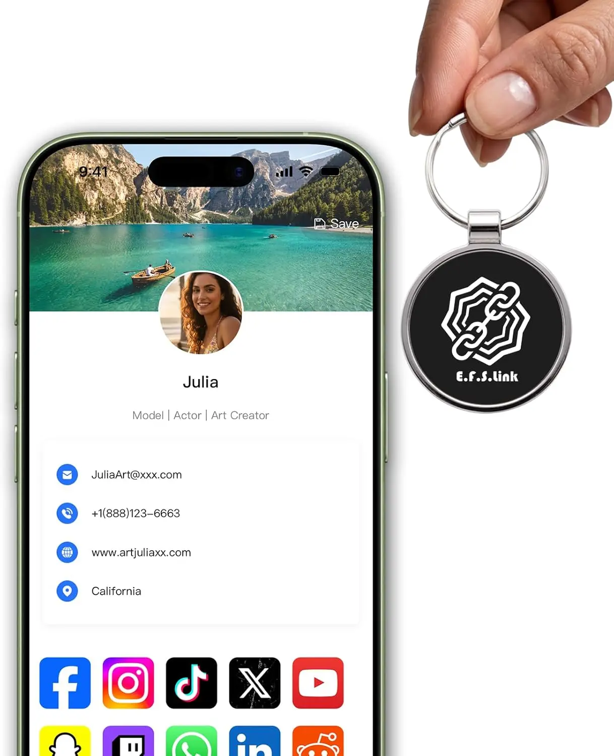 NFC Metal Keychain - Customizable Digital Profile, Fully Customizable Digital Profile, No Monthly Fee Tap Link Card with NFC Chip for Conferences (Round Design)