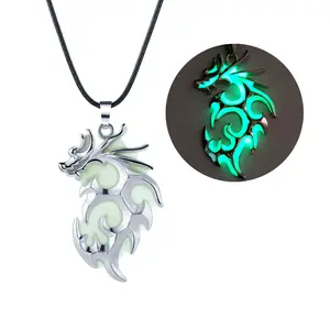 Luminous Dragon Pendant Necklace Simple Chokers Clavicle Chain Statement Jewelry Neck Gift for Women and Men