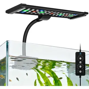 Aquarium Fish  LED Light - 18W Clip   Lamp Light for 10 20 30 Gallon Frameless Fish  with Timer DIY Mode, 9 Colors Adjustable Brightness, 24/7 Full