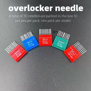 50pcs Dc Sewing Needles Lockstitch Machine Needles, 5 Sizes (9/65, 11/75, 12/80, 14/90, 16/100), High Resilience, Industrial & Home Use