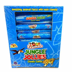 Jungle Jollies Blue Raspberry Chewy Candies - 48-Piece Individually Wrapped Box, Low Fat, Sour Sweet Flavors, Tropical Sour Candy Snack