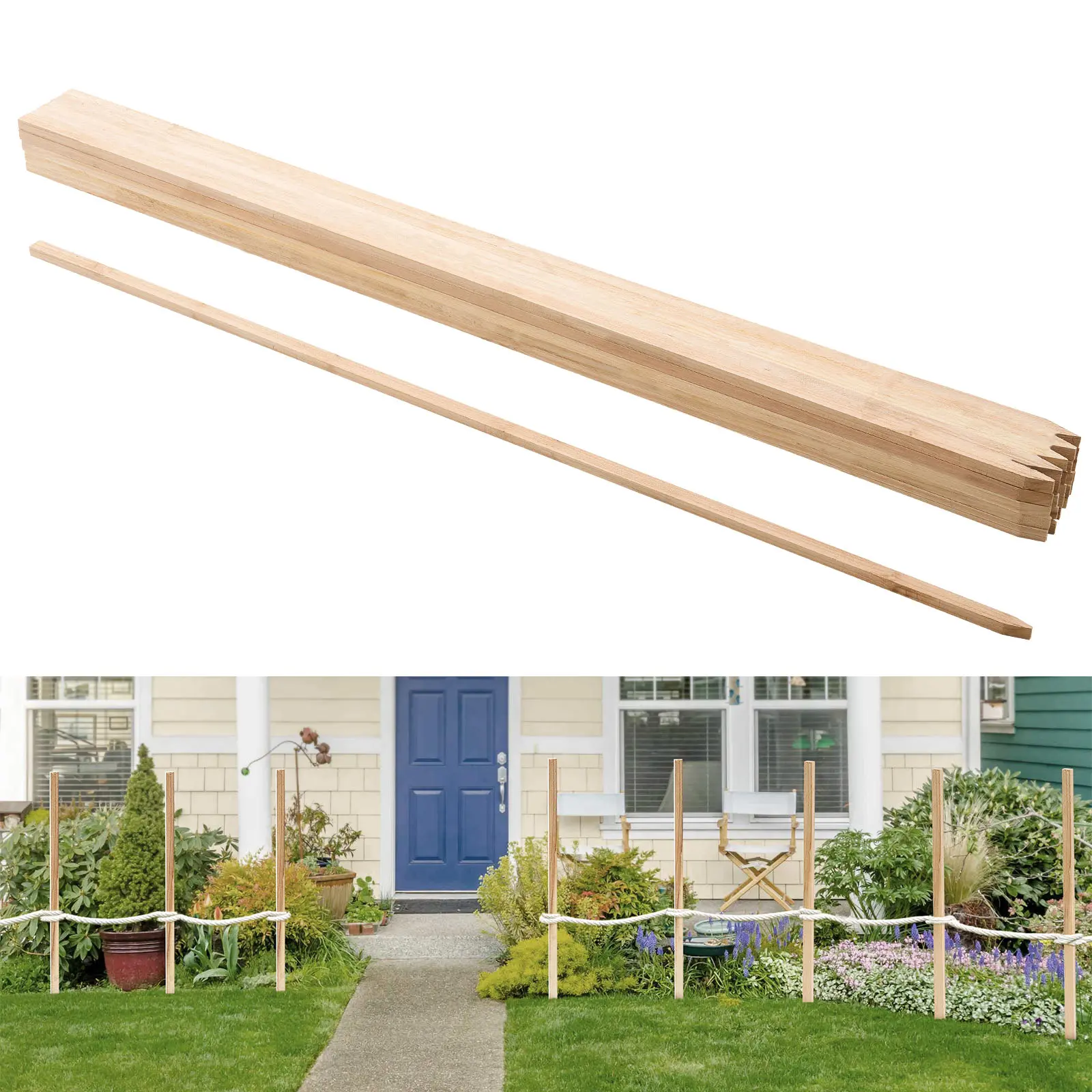 VEVOR Wooden Garden Stakes, 25 Pcs 48x0.5x0.69 in Survey Grading Stakes, Garden Ground Stake with Sharp Point, Fir Wood Plant Support Stake, Sign Posts for Silt Fence Backyard Boundaries Baselines#BacktoSchool