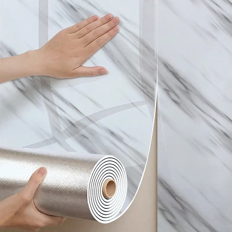 Ultra-Thick Self-Adhesive Waterproof Wall Sticker Roll, Oilproof Bathroom Wallpaper, Kitchen & Living Room Decor, Easy Peel & Stick Application, Marble Backsplash Wallpaper, Sticky Wallpaper Peel And Stick, Stick And Peel Wallpaper