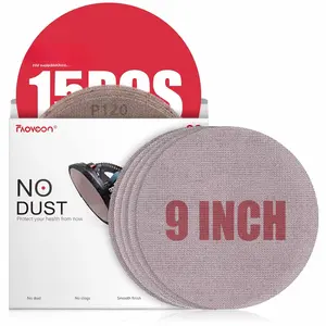 9 Inch Sanding Disc Drywall Sandpaper, Dust Free Sanding Drywall Sander Pads, 15 Pack Assortment 80 | 120 | 220 | 320 | 600 Grit