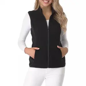 Women’s polar soft fleece vest/jacket/cardigan/waistcoat with a classic fit, sleeveless design, zippered pockets, and a full-zip closure; outerwear that can be worn with a raincoat.