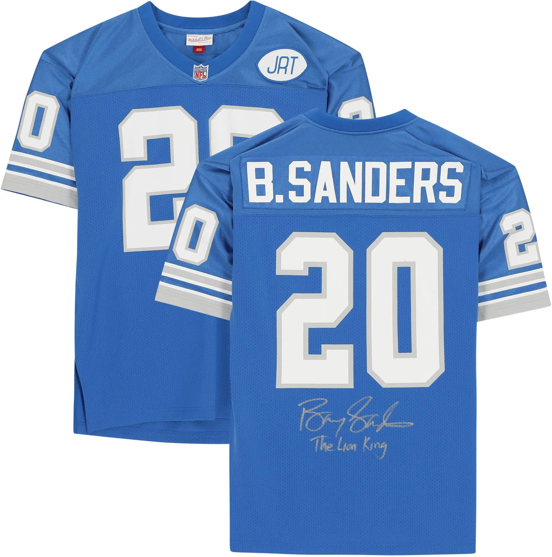Barry Sanders Detroit Lions Autographed Mitchell & Ness Light Blue Authentic Jersey with "Lion King" Inscription - Fanatics Authentic Certified
