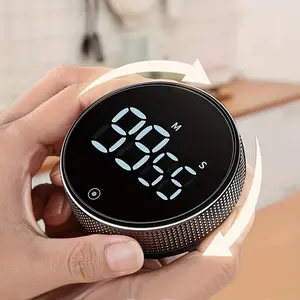 Multifunctional round timer, positive countdown timer. Battery-powered (3 No. 7 batteries), LED large-screen design, timing function, adjustable 3-speed silent mode, front and rear rotation, suitable for cooking, baking, classroom, learning and sports.