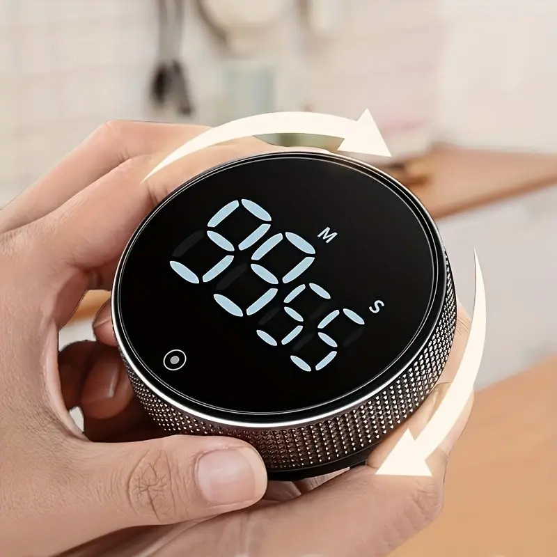 Multifunctional round timer, Electronic timer, countdown timer, Battery-powered (3 No. 7 batteries), LED large-screen design, timing function, adjustable 3-speed silent mode, front and rear rotation, suitable for cooking, classroom, sports