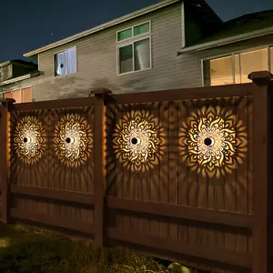 Solar Outdoor Wall Light,Metal Solar Outdoor Wall Step Light,Solar Fence Light ,Solar Automatic Switch, Retro Modern Architectural Hollow Design,Warm Yellow LED Light ,Suitable for Garden, Terrace, Balcony, Villa, Gate