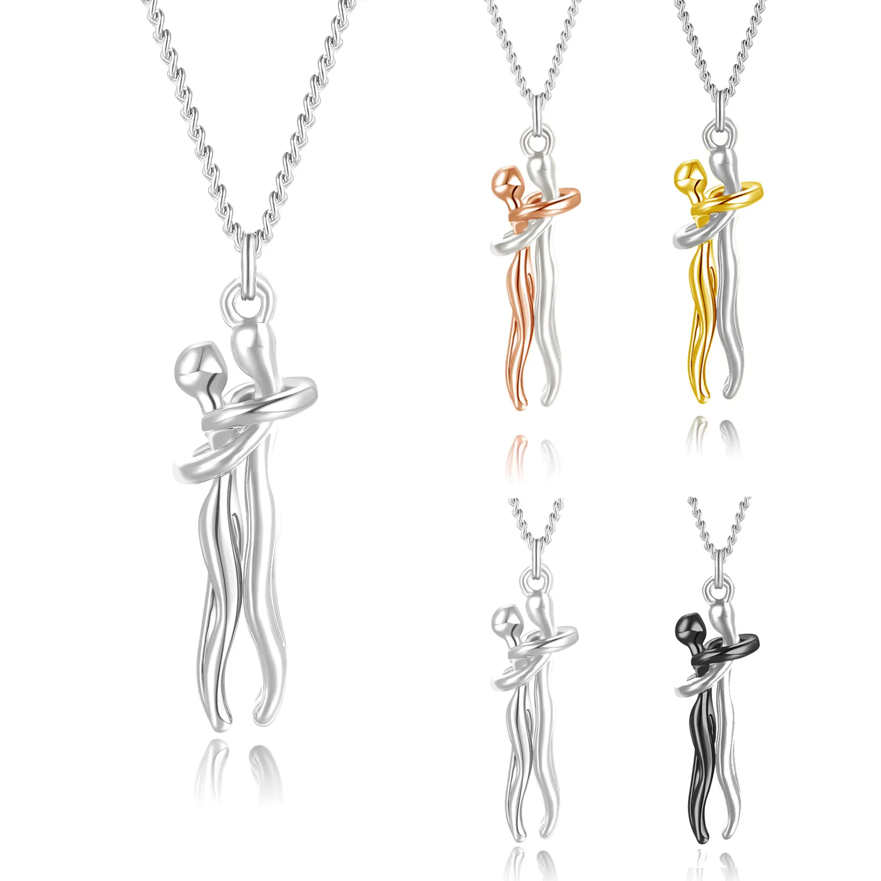 Hug couple necklace hug little man pendant clavicle necklace unisex gift