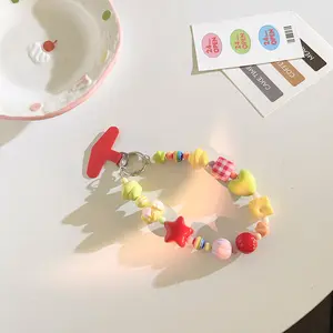 Trendy Dopamine Colorful Hand-Painted Checkerboard Star - DIY Beaded Phone Chain/CCD Strap/Keychain/Bag Charm