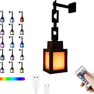Pixel Art Soul Lantern RGB Night Lamp, 16 Colors 4 Modes, USB-C Rechargeable Remote, Gamer Bedroom Party Festive Decor