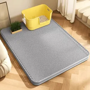 Cat Litter Mat Double Layer Honeycomb Mesh Pad Trapping Litter Washable Large Size Non Slip Scatter Control Mat for Cat Litter Box Floor Protector Indoor Pet Supplies Accessories Pet Hacks