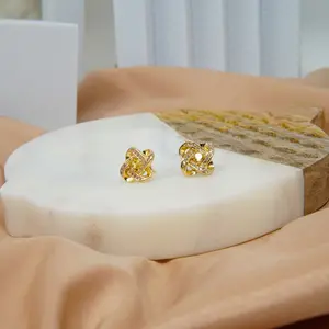 SolelyMine November Citrine Cubic Zirconia Love Knot Earrings - Perfect for Birthdays