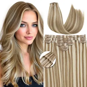Wignee Seamless Clip in Hair Extensions Real Human Hair 18 inch 120g/4.2oz Genius invisible Weft Hair Extensions for Women 8pcs Blonde/Ash Blonde/Black High Quality Glueless Clip In mothers day gift ideas