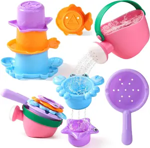 Baby Bath Toys for Kids Ages 1-3 Toddler Bath Toys Mold Free for 2-4 Bathtub Sand Beach Pool Water Toys for 1+ Year Old Girl Gifts 5 PCS (Color Random)