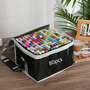 80-Color Alcohol-Based Marker Set, Double-Ended Art Brushes, Suitable for Hand-Drawing Skin Tones, Architecture, and Landscapes; Quick-Drying, Stylish Storage Box; Drawing Tools for Students and Adults Clearance sale of slightly flawed products