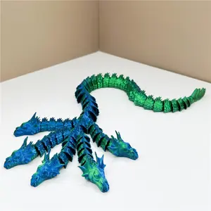 3D Printed Five-Headed Snake Dragon Jointly Moveable Desktop Ornament, Unique Desk Decor, Collectible Figurine, Home Office Decoration, Articulating Animal Figurines, Collectible Room Decor