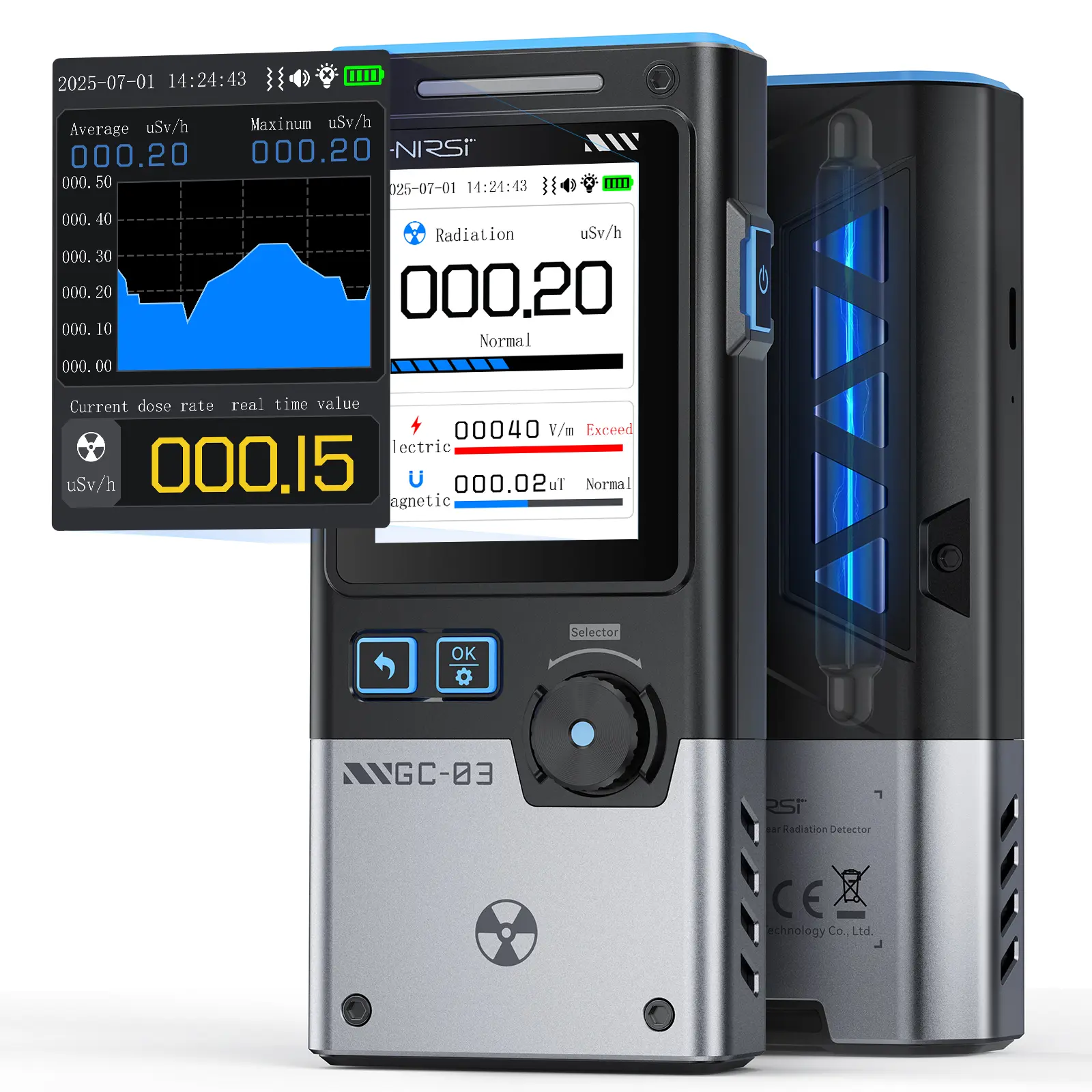 FNIRSI GC-03 3-IN-1 Electromagnetic Radiation Detector  Electric & Magnetic Field Strength  RF Power  Temperature Monitor Emf Meter Smart Measurement