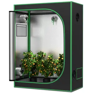 ZENY 4x2x5FT 600D Mylar Hydroponic Grow Tent W/ Observation Window & Floor Tray & Took Bag Milk Week Plants Seeds Outdoor