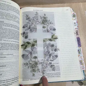 eucalyptus empty cross Bible Tip-Ins Vellum set of 6 Bible Journaling Insert | loaded Bible accessories | Faith Planner Supply