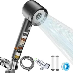 Filtered Shower Head with Handheld, High Pressure Water Flow and Multiple Spray Modes Shower Head with Filter, Power Wash for Hard Water, Showerhead with ON/OFF Switch for Pets Bath,household items,Built-in Power Wash for Hard Water