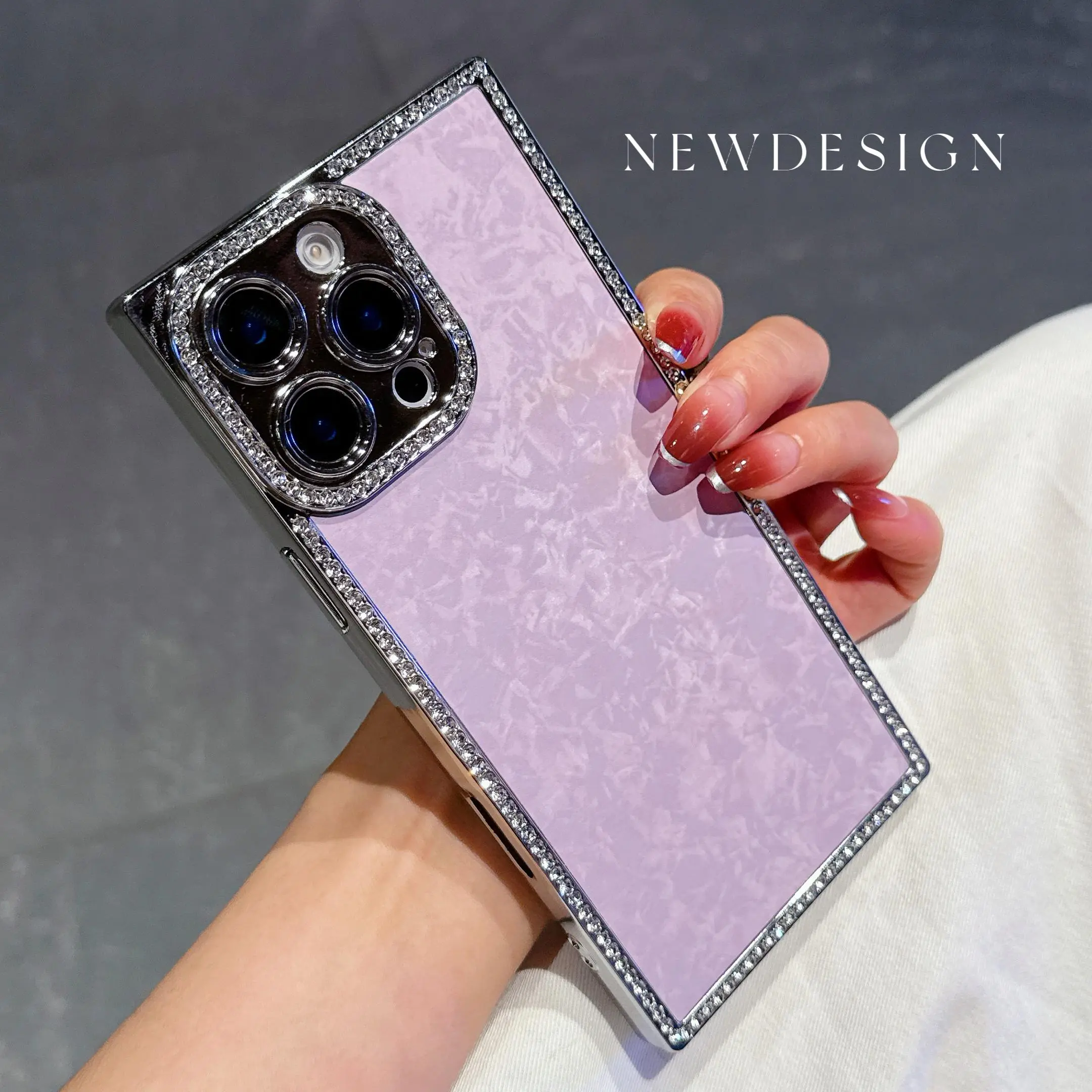 High-Quality Electroplated Square Edge Diamond Shell Pattern Smartphone Casing - Anti-Drop, Sweat-Resistant, Anti-Fingerprint, Wear-Resistant - Fit for iPhone 17 Pro Max/17/16/16 Plus/15/14/13/12/11 Handheld Cellphone Devices, Accessories