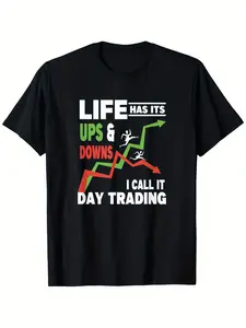 Day Trading Ups and Downs |   Stock Exchange Love Stock Market T-Shirt Suitable for unisex personality casual round neck outdoor short-sleeved t-shirt slightly elastic 100% cotton S-XXXL