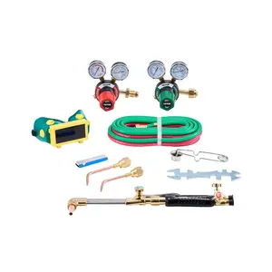 VEVOR Oxygen Acetylene Torch Kit, Gas Welding Cutting Torch Kit, 12PCS Oxy Acetylene Brazing Tool Set with 177 inches Twin-Hose, 1 Cutting Nozzle, 2 Welding Tips 2 Regulators (without Gas Cylinder)
