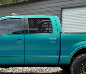 Kneeling Soldier American Flag Rear Truck Cab Window Graphic Decal