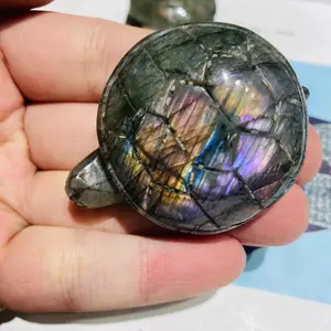 1count Natural crystal carving labradorite turtle super flash
