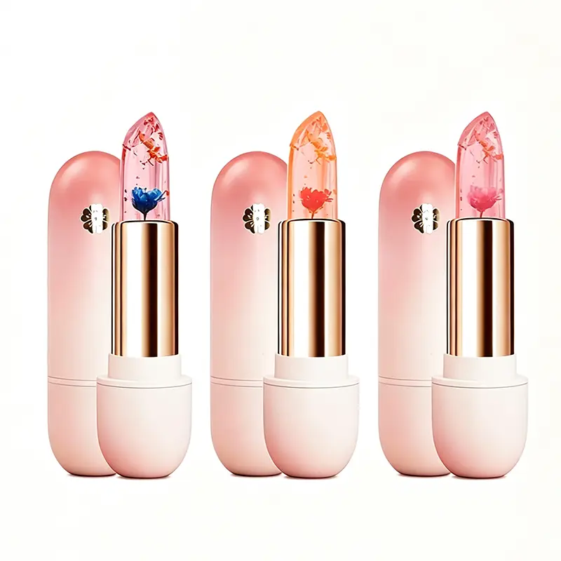 Aesthetic Temperature-Color-Changing Lipstick - Global Picks Moisturizing Flower Lip Balm, Hydrating Glossy Cosmetic Makeup for Daily & Special Occasions