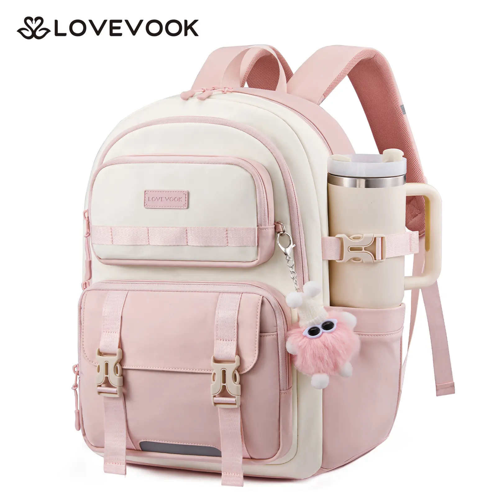 LOVEVOOK School Backpack for Teen Girls, Anti-Sagging Bookbag for Middle High College Back to School, 15.6" Laptop Backpacks for 10-16 Student, Cute Bag with Water Bottle Pocket for Travel