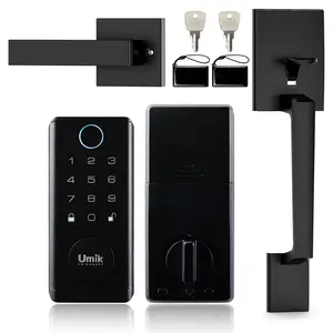 Umik 5-in-1 Smart Lock with Fingerprint & App Control-Tuya WiFi Keyless Entry with Auto-Lock，IC Card & Passcode-IP65 Waterproof Electronic Deadbolt with Type-C Emergency Charging for Front Door，Garage，Apartment, Office Home Security
