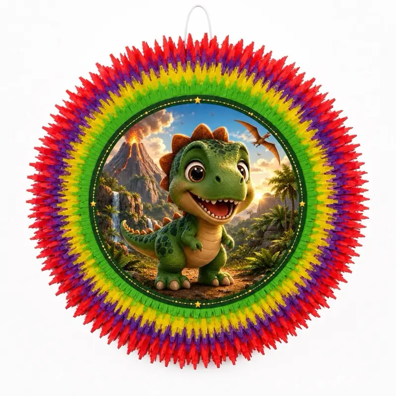 Custom Dinosaur Birthday Piñata | 16” Round Party Piñata