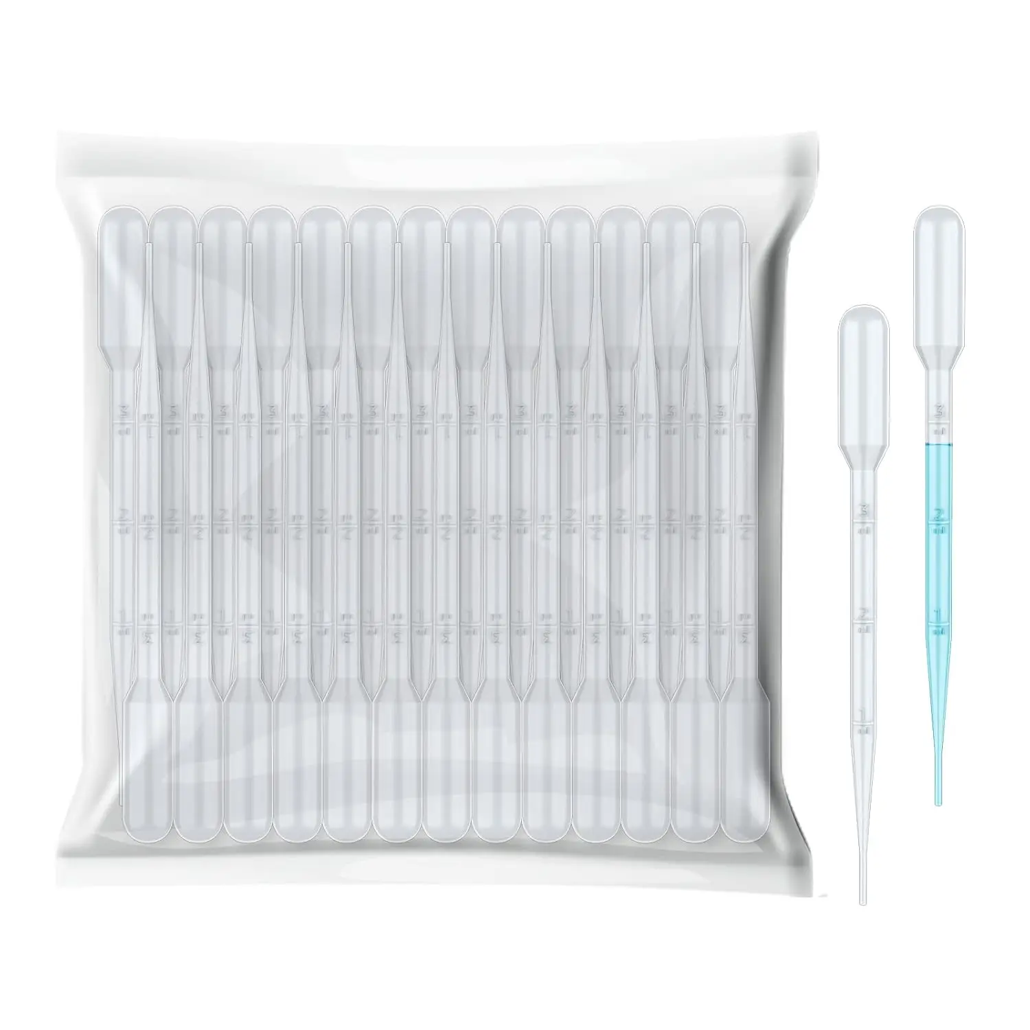 100pcs 3mL Disposable Plastic Transfer Pipettes - High Quality Flexible Calibrated Dropper Tools, Bulk Pack Healthcare Supplies for Precise Science Experiments, Easy-to-Use Safe Pill Dispensing