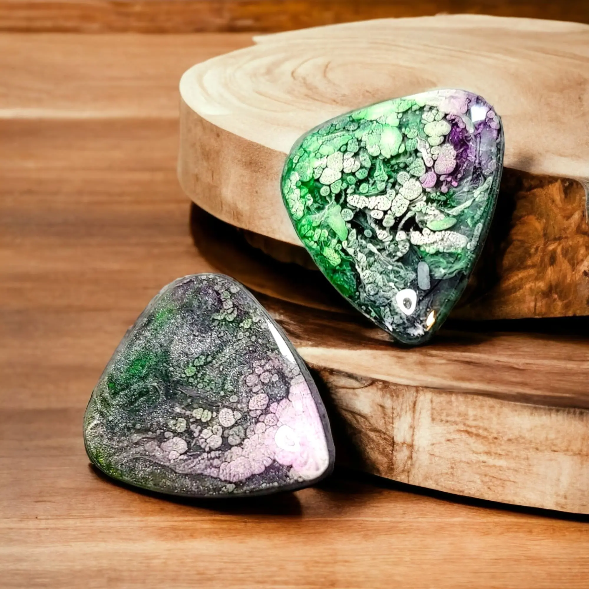 Custom Resin Guitar Picks (Pair of 2) ~ Guitar Player Unique Gift