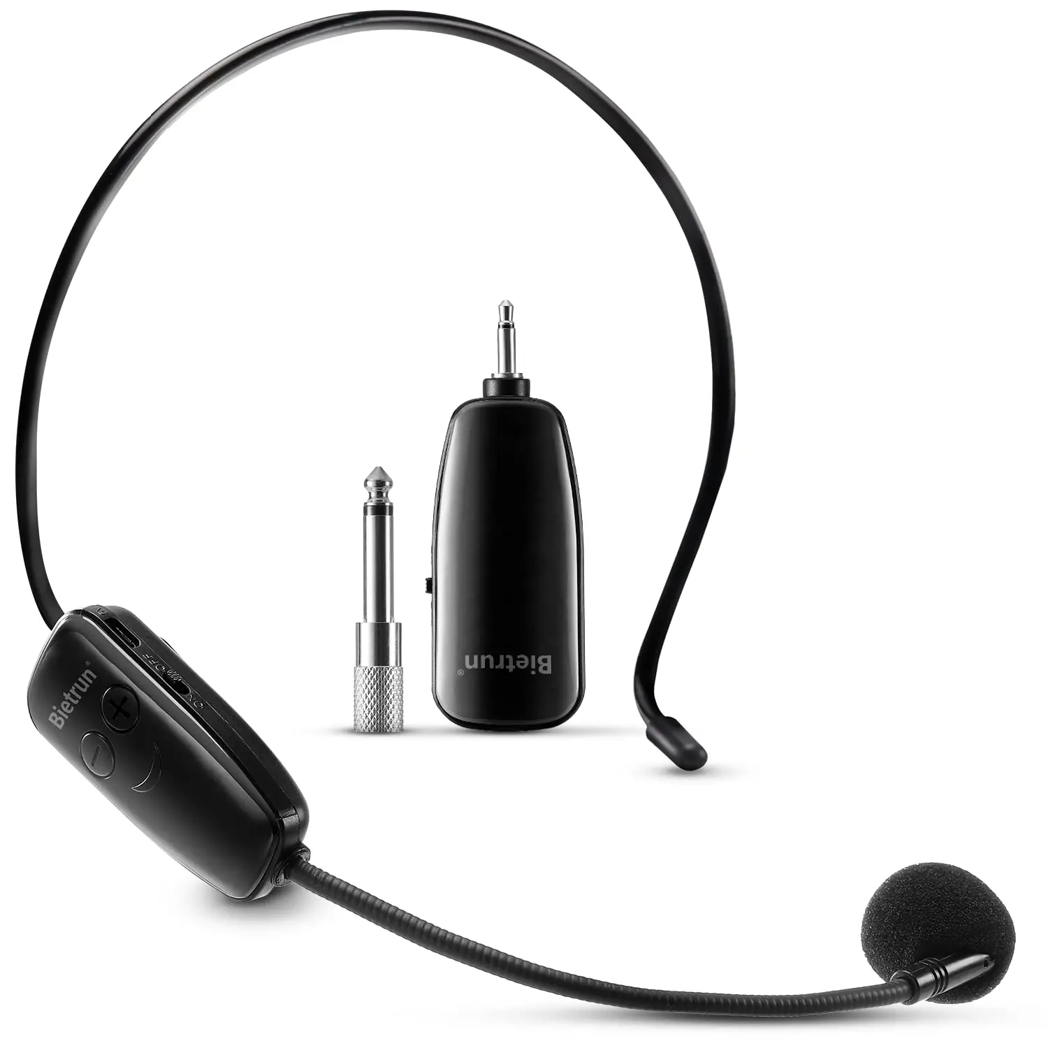 Bietrun Cordless 2-in-1 UHF Wireless Headset & Handheld Microphone System with Receiver, 160 ft Range, 1/8''&1/4'' Plugs, Audio Cable, USB/Micro USB Compatibility, for Speakers, PA System (Incompatible with Phones, Laptops) [Promotion]
