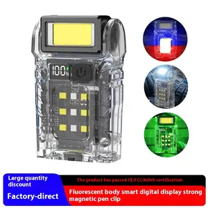 LED   portable lighting with strong light burst, long-lasting clip on cap light, outdoor portable multifunctional night light, cob work light flashlight keychain mini