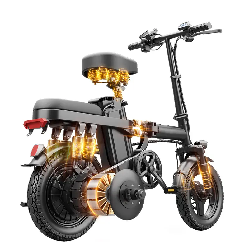 E bike Adult Electric Folding Bicycle - 1000W Peak Motor, 14-Level Shock Absorption, All-Terrain Fat Tires, 25-45 KM Range, Dual Disc Brakes, Portable Ebike for Urban Commuting & Off-Road Trips