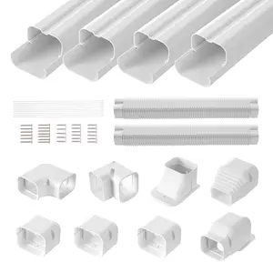 VEVOR Mini Split Line Set Cover 3-inch W 17.6Ft L,  , PVC Decorative Pipe Line Cover For Air Conditioner with 4 Straight Ducts & Full Components Easy to Install, Paintable for Heat Pumps, White